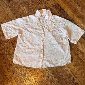 MNG Mango Soft Pink Button-Up Shirt - Size L